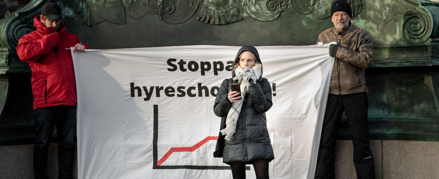 Demonstration Stoppa hyreschocken